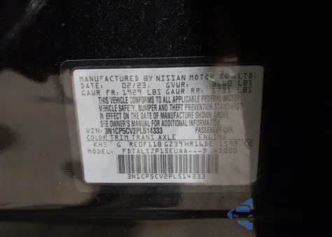 2023 Nissan Kicks Sv Xtronic Cvt from USA, damaged, VIN 3N1CP5CV2PL514333